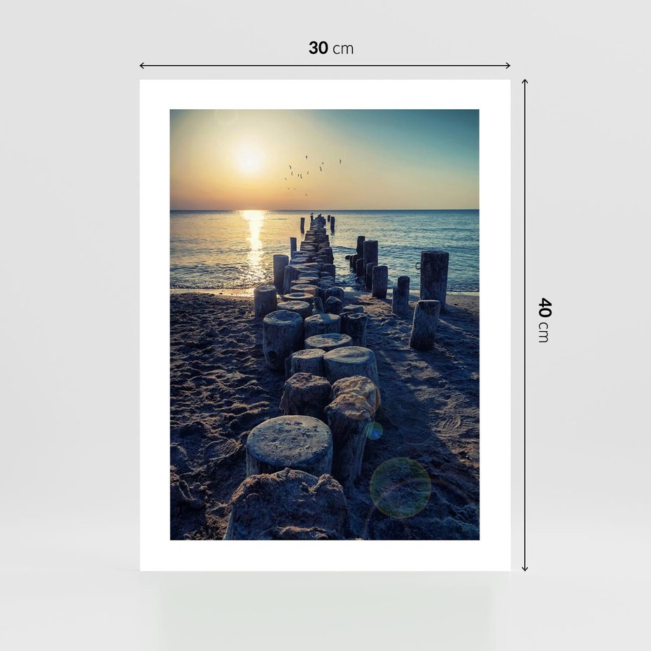 Plakat bez ramy 30x40 - Zachód Słońca nad Morzem - morze, zachód