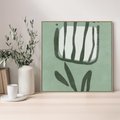 Obraz w ramie 50x50 - Objęcia Zieleni - zielona abstrakcja, zgaszona zieleń - rama drewno
