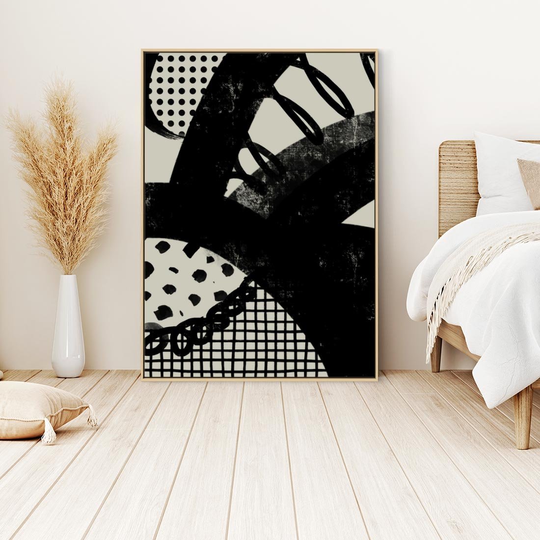 Obraz w ramie 50x70 - Nieznanie Zaskoczenia - bstrakcyjna mroczna kompozycja, nieregularne - rama drewno