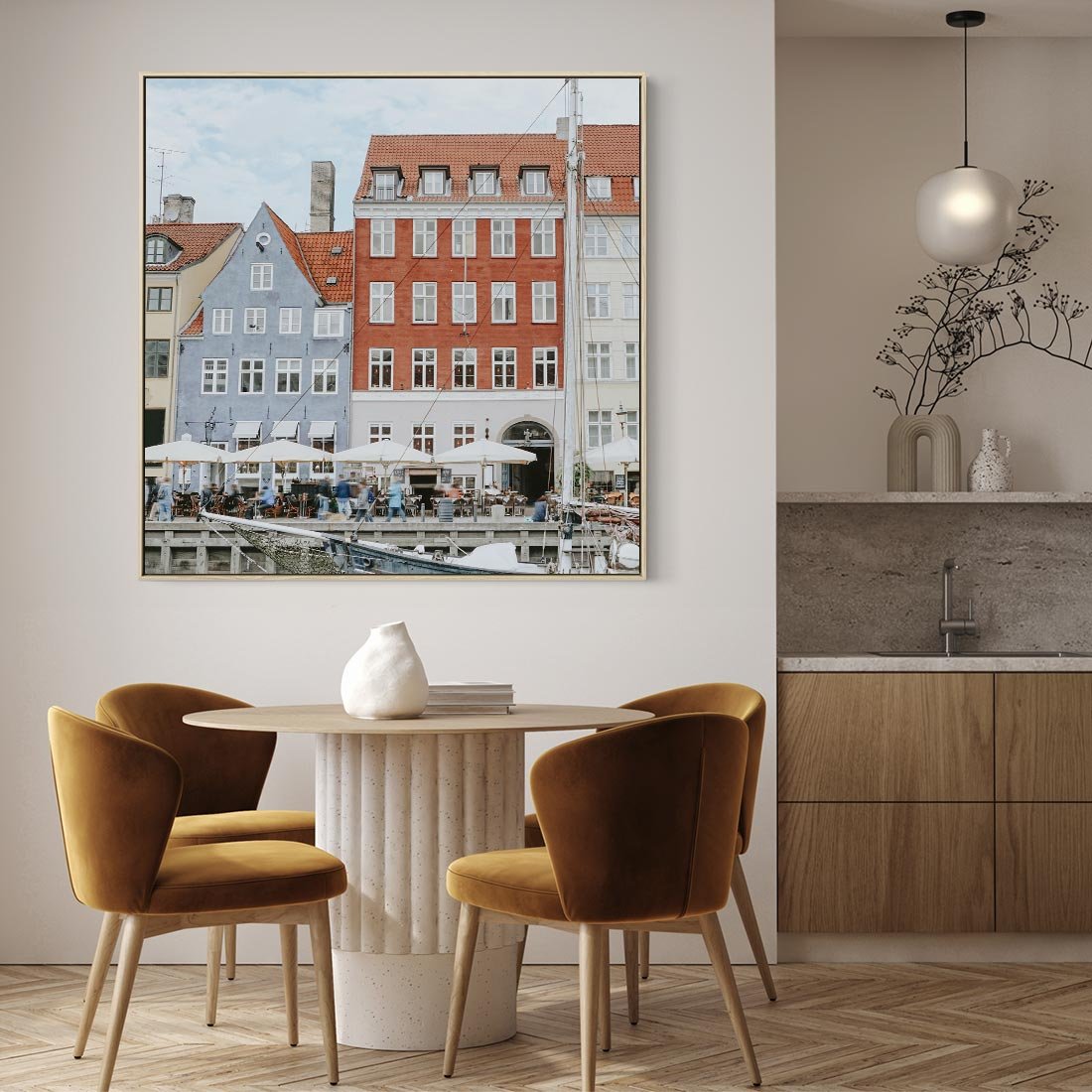 Obraz w ramie 50x50 - Miejska Dynamika - Dania, Kopehaga - rama drewno