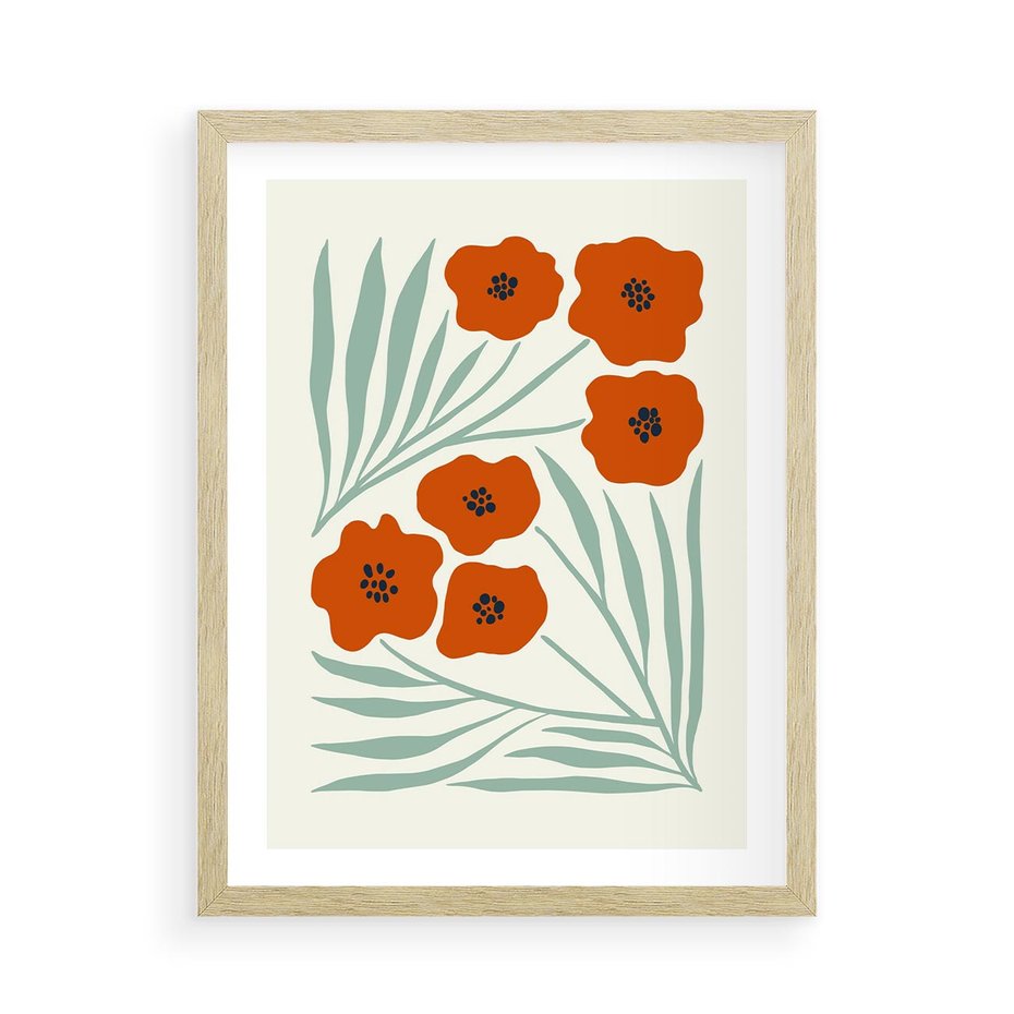 Plakat w ramie 50x70 - Makowe Odkrycie - czerwone kwiaty, maki - rama drewno