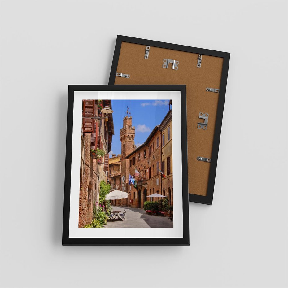 Plakat w ramie 30x40 - Urok włoskich uliczek - włoskie, uliczki - rama czarna