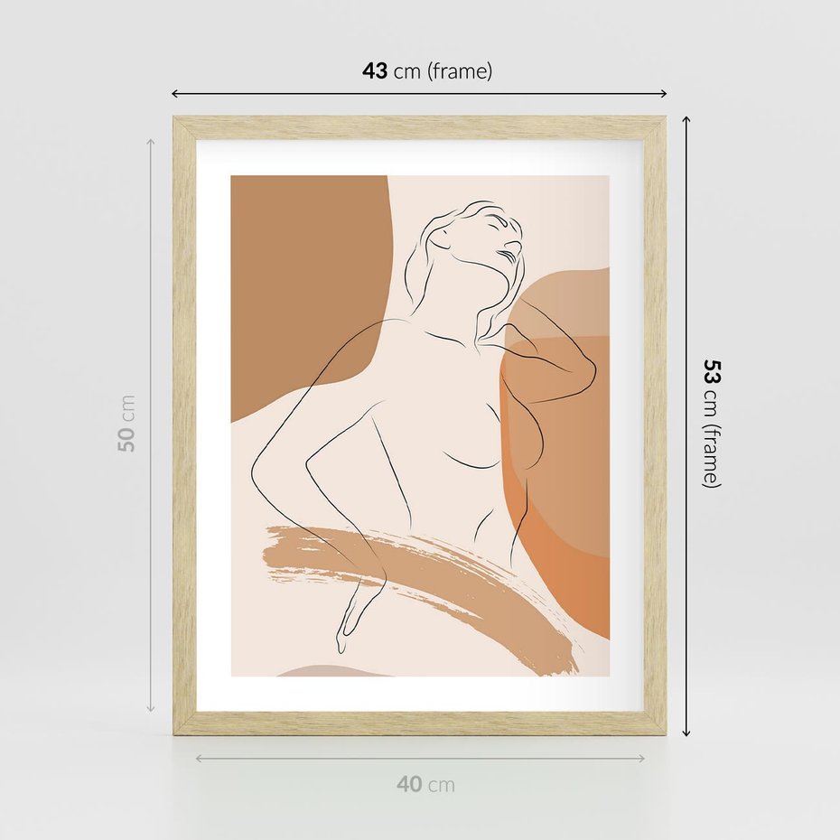 Plakat w ramie 40x50 - Sztuka Prostoty - kobieta, szkic - rama drewno