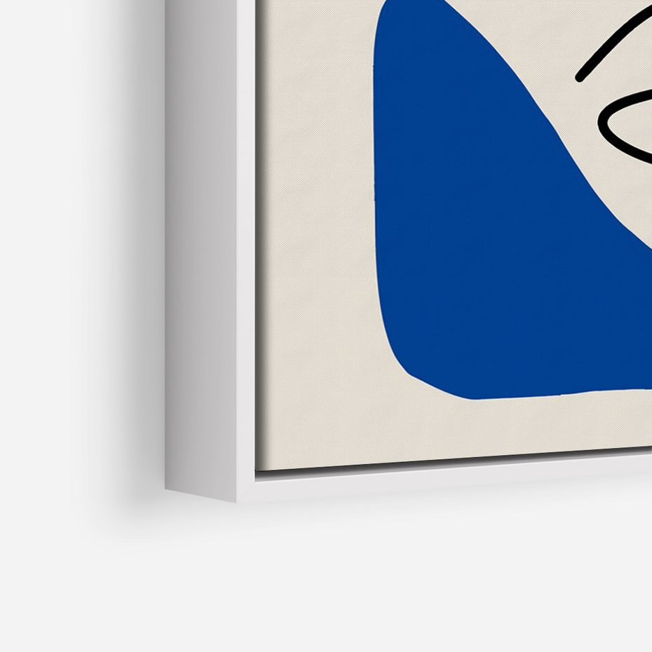 Obraz w ramie 50x70 - Rozbijające Granice Kształtów - abstrakcyjny obraz, przypomina twarz - rama biała