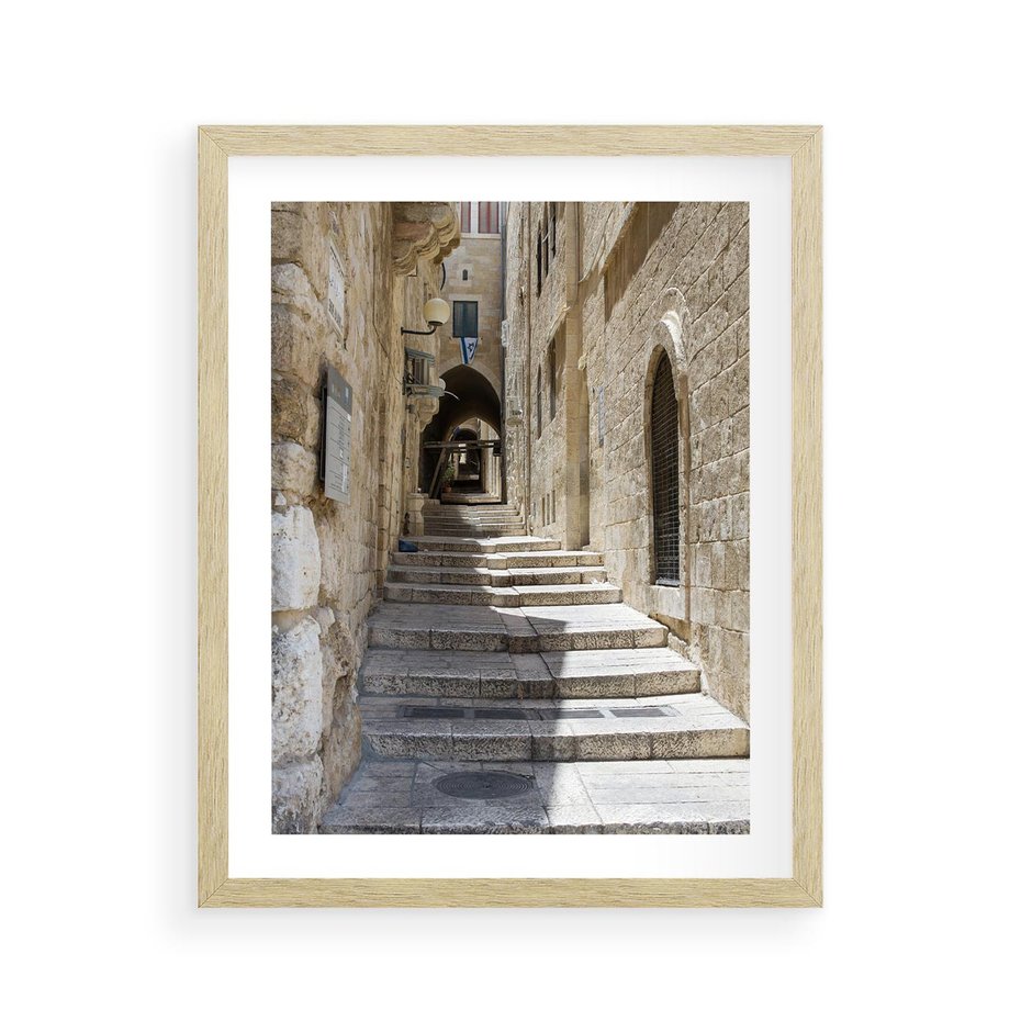 Plakat w ramie 40x50 - Urok uliczki: perspektywa miasta - uliczka, perspektywa - rama drewno