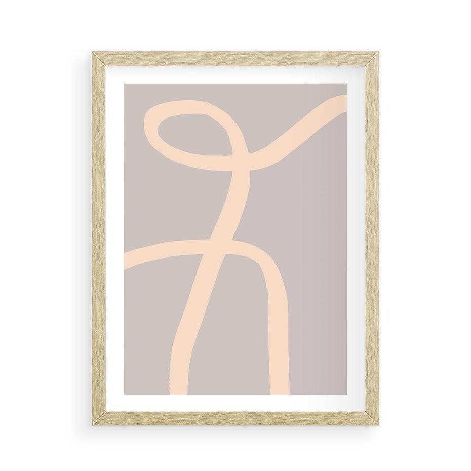 Plakat w ramie 50x70 - Beżowe Boho Zaplątanie - minimalistyczny obraz, nowoczesny - rama drewno