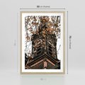Plakat w ramie 50x70 - Jesienna Wieża w Liściach - architektura, wieża - rama drewno