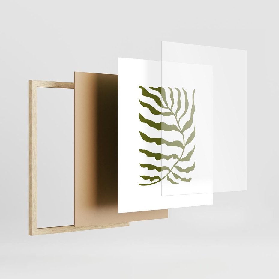 Plakat w ramie 40x50 - Rytmy Chaosu - roślina, gałązka - rama drewno