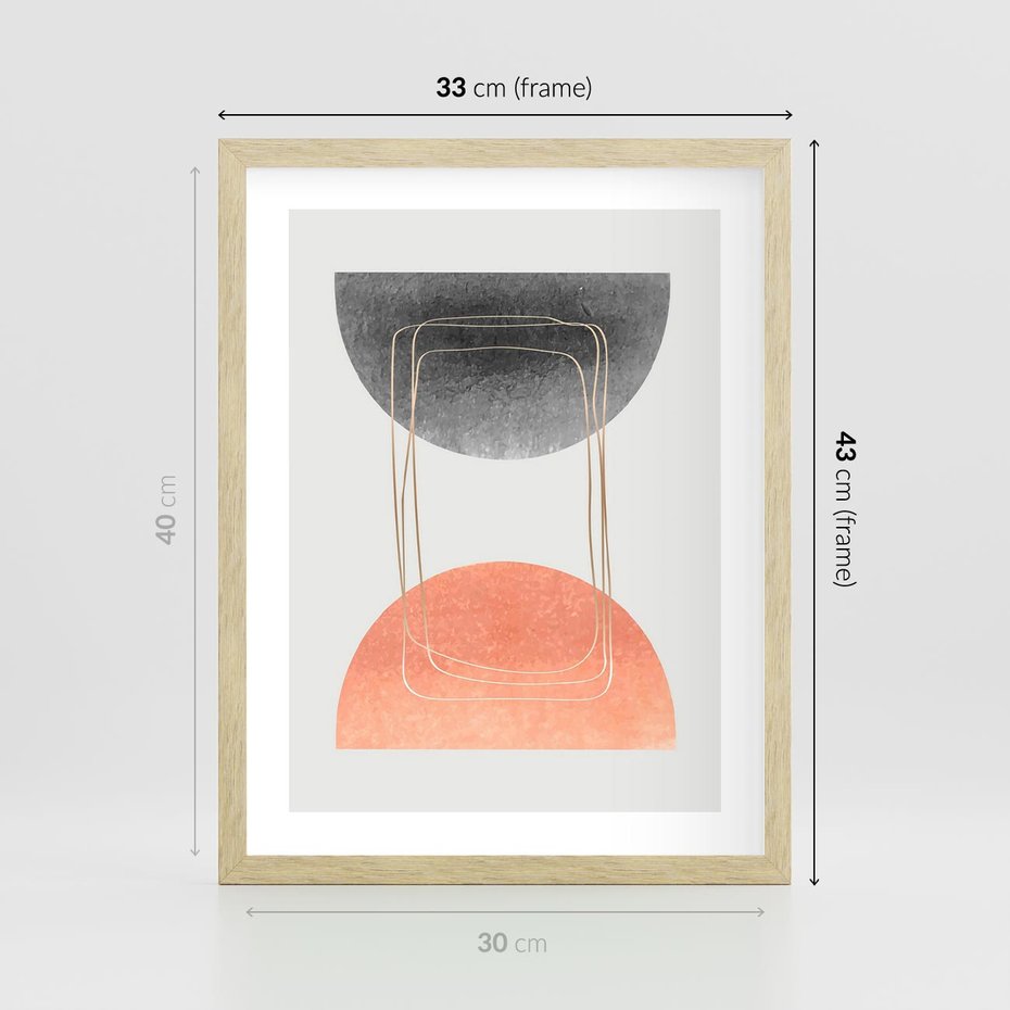 Plakat w ramie 30x40 - Sztuka Abstrakcji - minimalistyczny boho obraz, abstrakcyjny - rama drewno