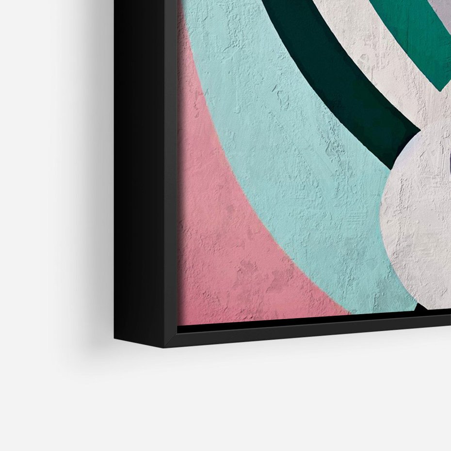 Obraz w ramie 70x100 - Podróżne Echa Przestrzeni - abstrakcyjne dziwne kształty, olejny obraz - rama czarna