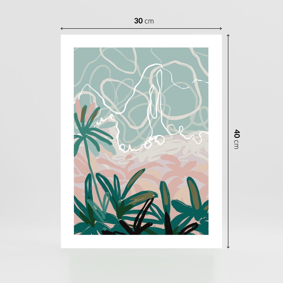 Plakat bez ramy 30x40 - Rajski Stan - pastelowy krajobraz, nowoczesny plakat