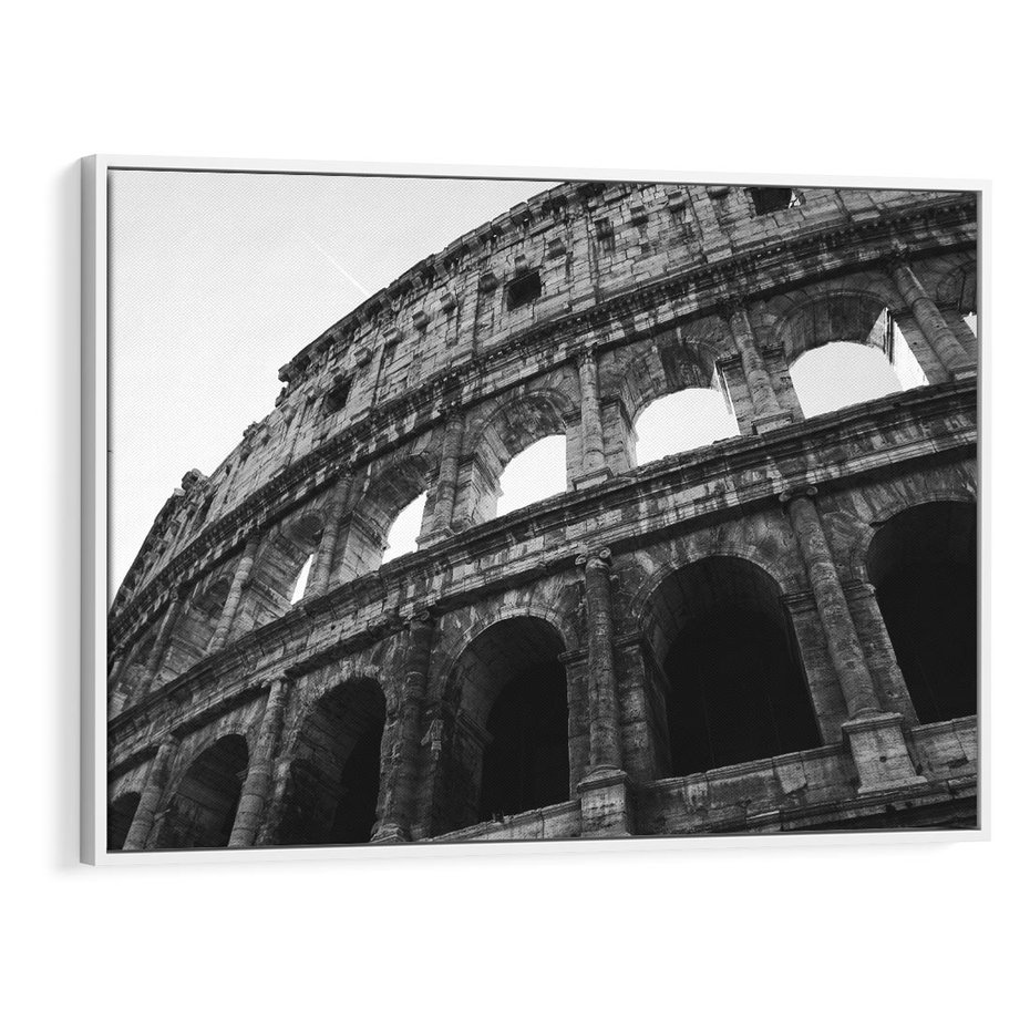Obraz w ramie 120x80 - Koloseum w Czarnej Bieli - antyczna architektura, koloseum - rama biała