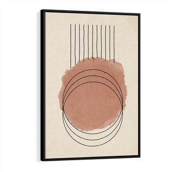 Obraz w ramie 50x70 - Migotliwe Kontury - akwarelowa plama, geometryczne szkicowane kształty - rama czarna