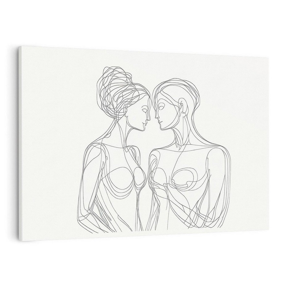 Obraz na płótnie 120x80 - Dialog z cieniami duszy - sztuka one line art, jedna kreska
