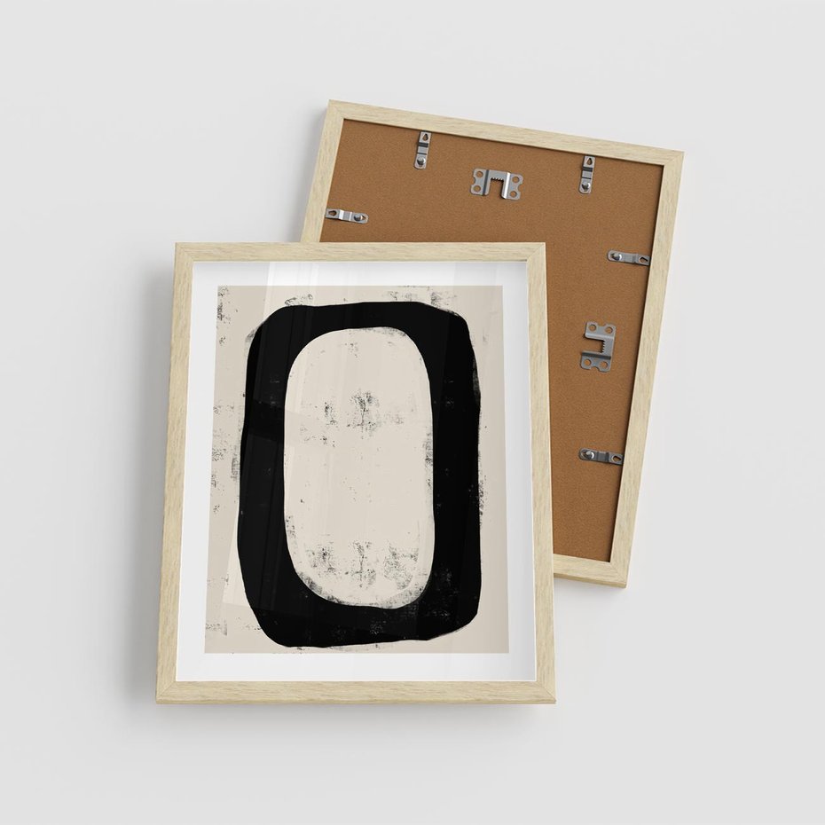 Plakat w ramie 40x50 - Wnętrza Kształtów - abstrakcja, minimalizm - rama drewno