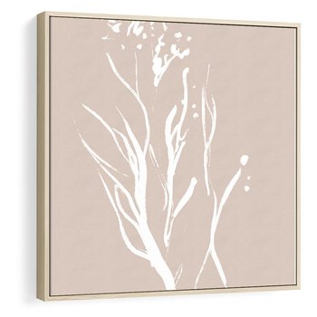 Obraz w ramie 80x80 - Impresje Pastelowych Nastrojów - minimalistyczny delikatny obraz, beżowe odcienie - rama drewno