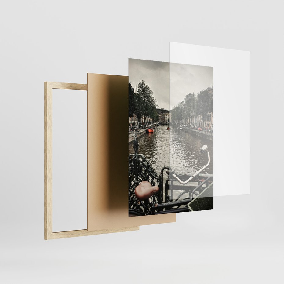 Zestaw obrazy w ramie 30x40 galeria - Kanały, miasto, woda, jesień - rama drewno