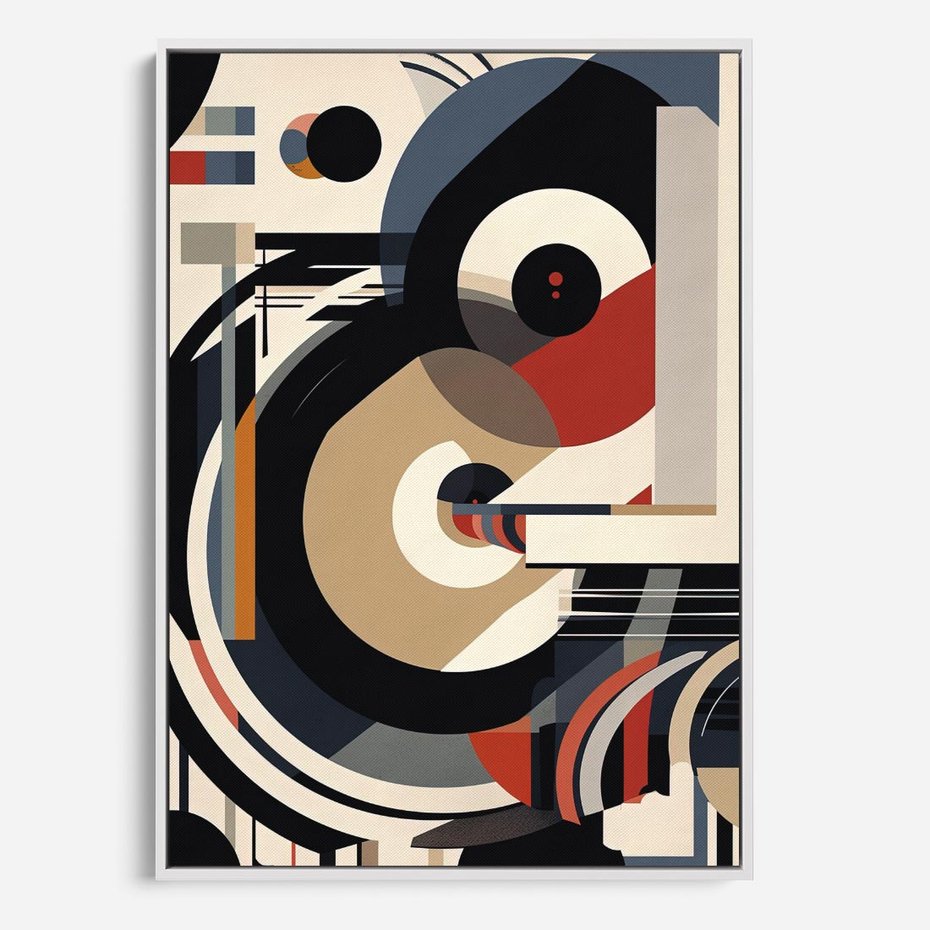 Obraz w ramie 50x70 - Wibracje Marzeń - abstrakcyjny obraz, geometryczne koła - rama biała