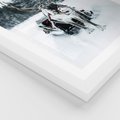 Plakat w ramie 50x70 - Świąteczna Przygoda - renifer, śnieg - rama biała