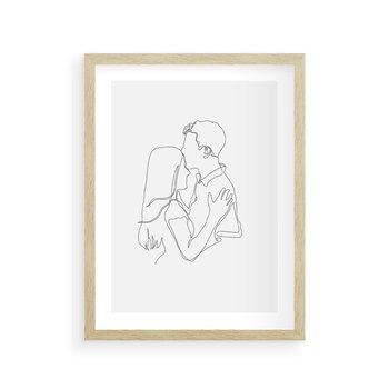 Plakat w ramie 40x50 - Bezgraniczne Przenikanie - para zakochanych, kobieta i mężczyzna - rama drewno