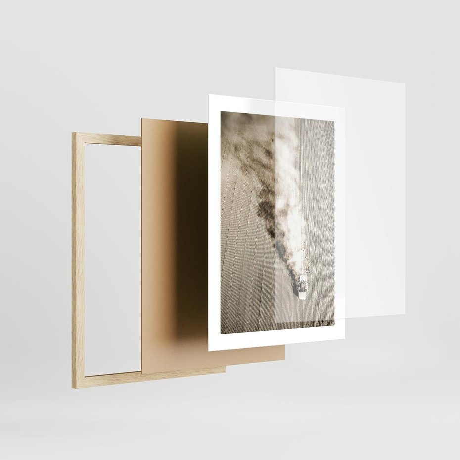 Plakat w ramie 30x40 - Żniwa na Wsi - pole, traktor na polu - rama drewno