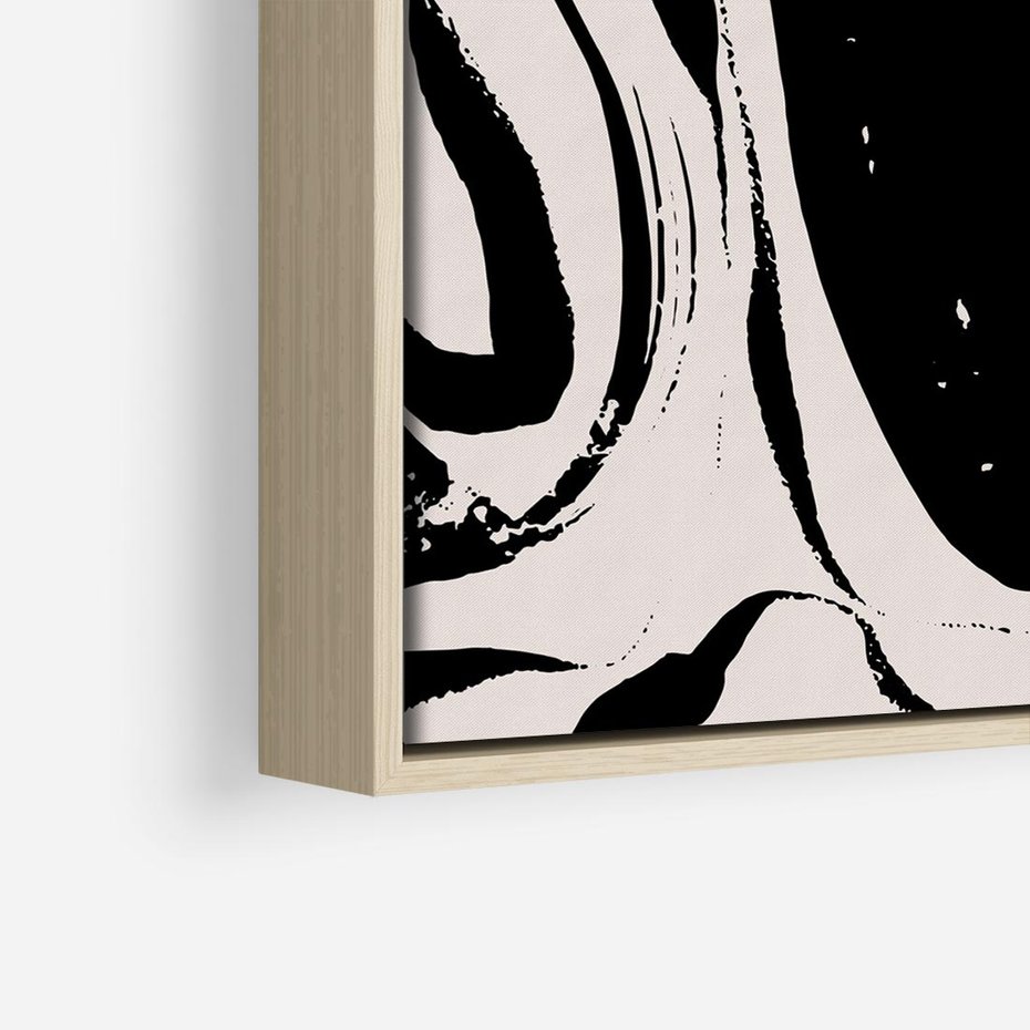 Obraz w ramie 80x80 - Wibracje w ciemnościach duszy - czarno biała abstrakcja, nieregularne rozmyte linie - rama drewno