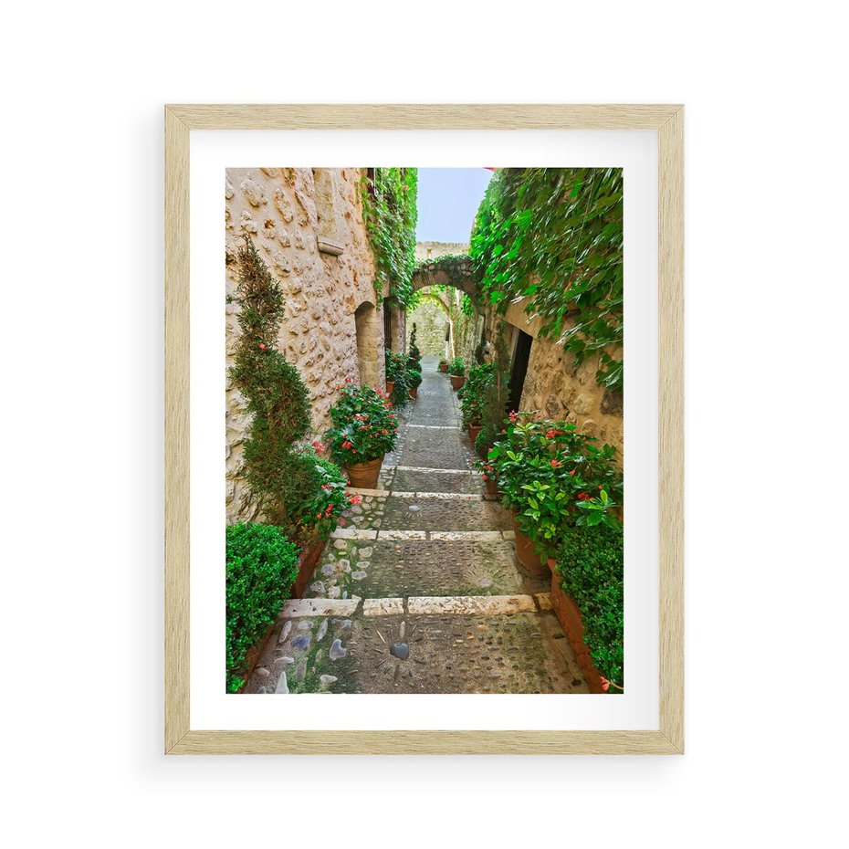 Plakat w ramie 40x50 - Magiczna podróż w głąb miasta - uliczka, perspektywa - rama drewno