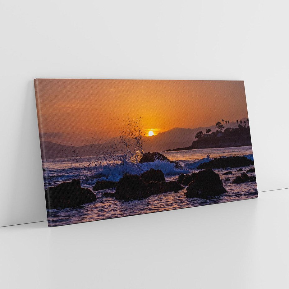 Obraz na płótnie 120x60 - Morze, fale i skały - morze, fale