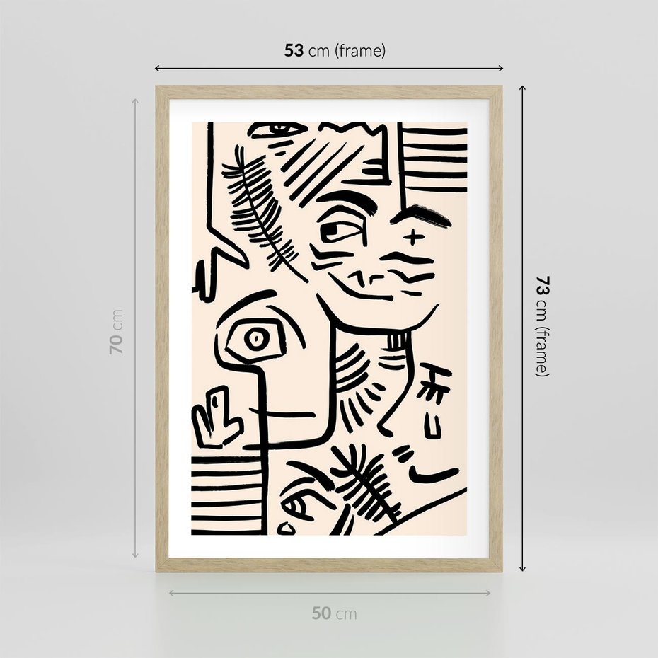 Plakat w ramie 50x70 - Ekspresyjne Odbicia Współczesności - abstrakcyjna grafika, minimalizm - rama drewno