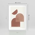 Plakat w ramie 50x70 - Harmonijne Widoki - abstrakcyjne geometryczne kształty, odcienie brązu i beżu - rama biała