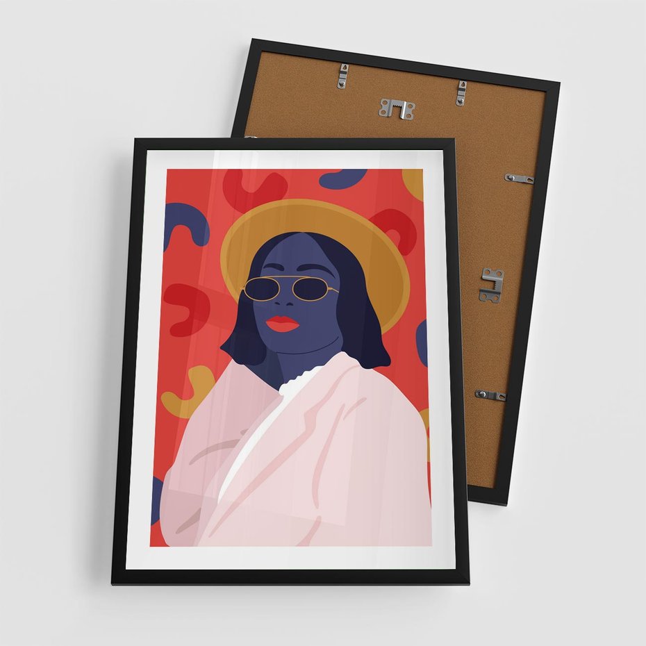 Plakat w ramie 50x70 - Kobieca Przenikliwość - nowoczesny plakat, styl retro - rama czarna