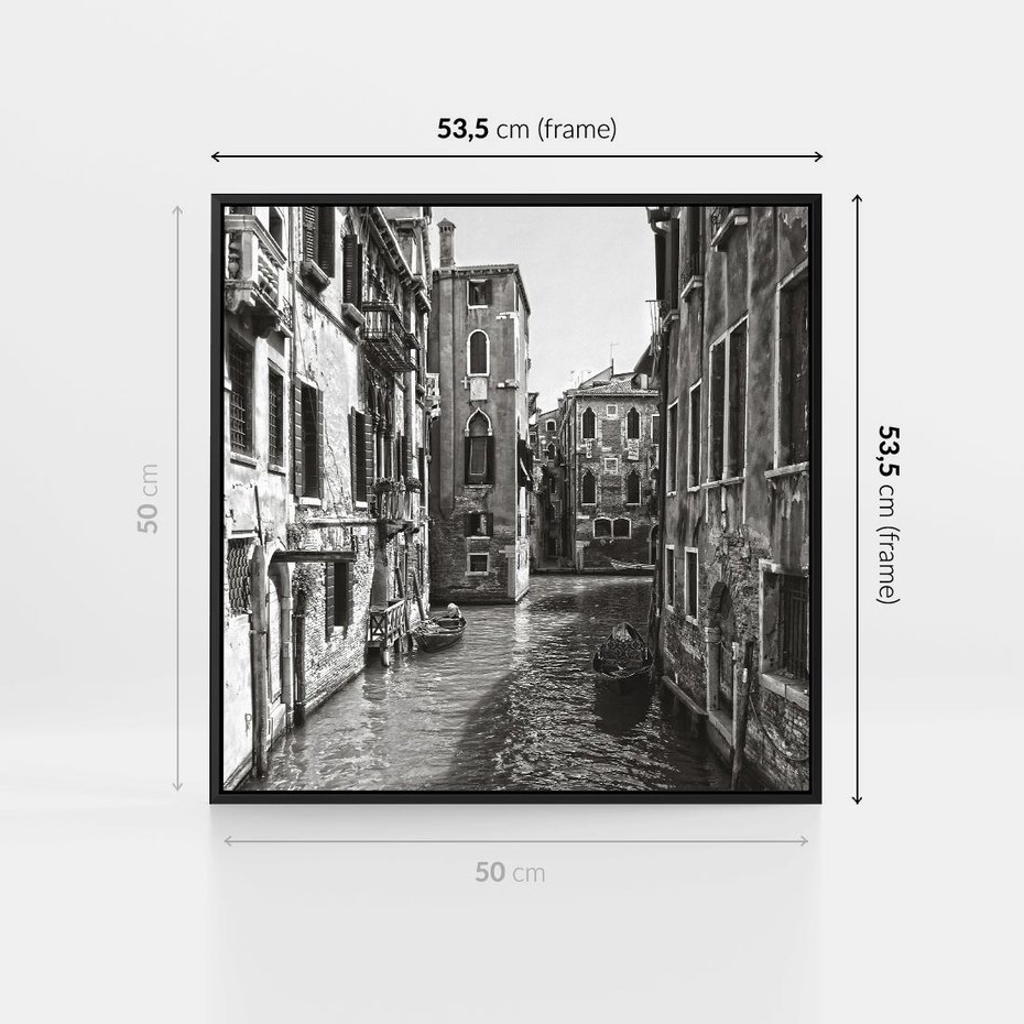 Obraz w ramie 50x50 - Zabłądzić w Wenecji - wenecja, kanały - rama czarna