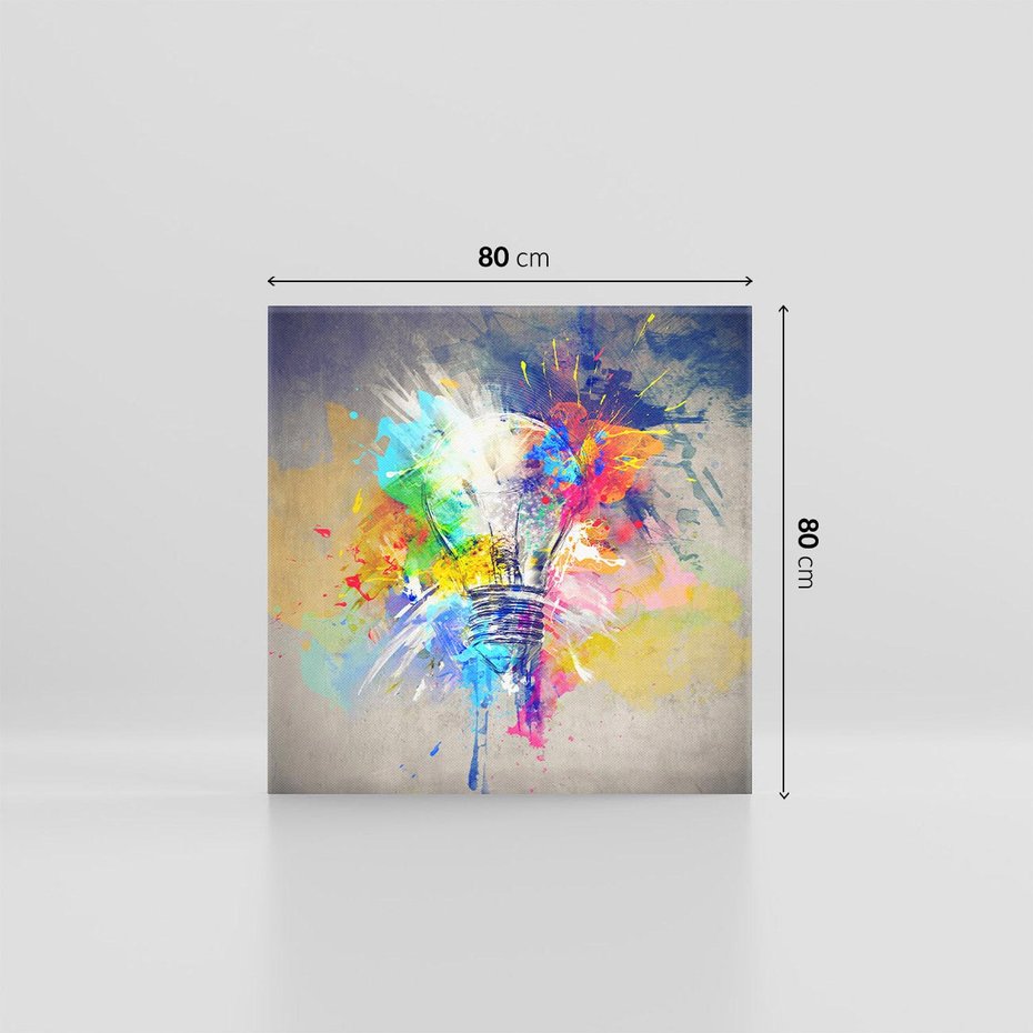Obraz na płótnie 80x80 - Kolory Kreatywnej Koncepcji - abstrakcyjna grafika, szkic żarówki