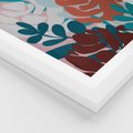 Plakat w ramie 30x40 - Impresje Kształtów - abstrakcyjna kompozycja kwiatowych form, kolor zgaszone - rama biała