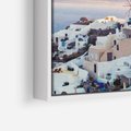Obraz w ramie 80x80 - Biel ponad Błękitem - Santorini, białe budynki - rama biała