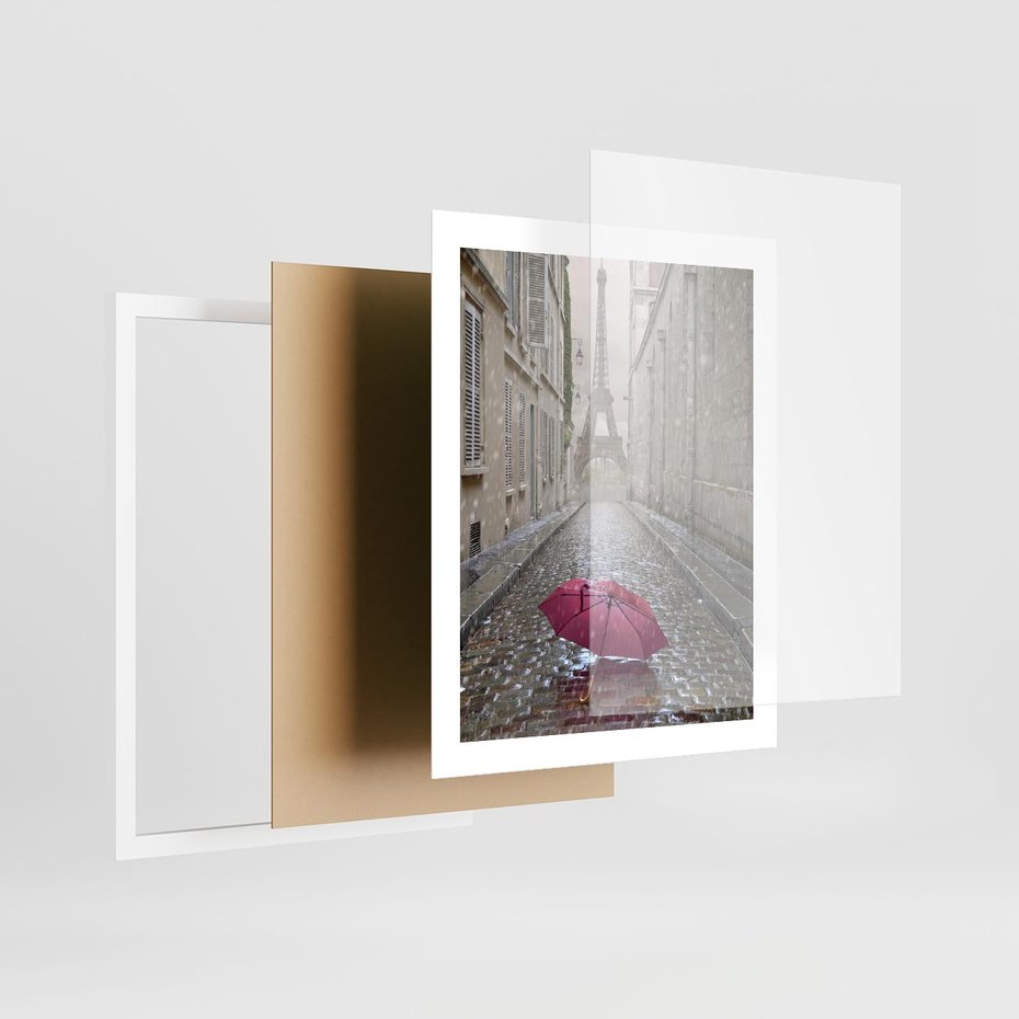 Plakat w ramie 40x50 - Francuska elegancja pod parasolem - Francja, parasol - rama biała