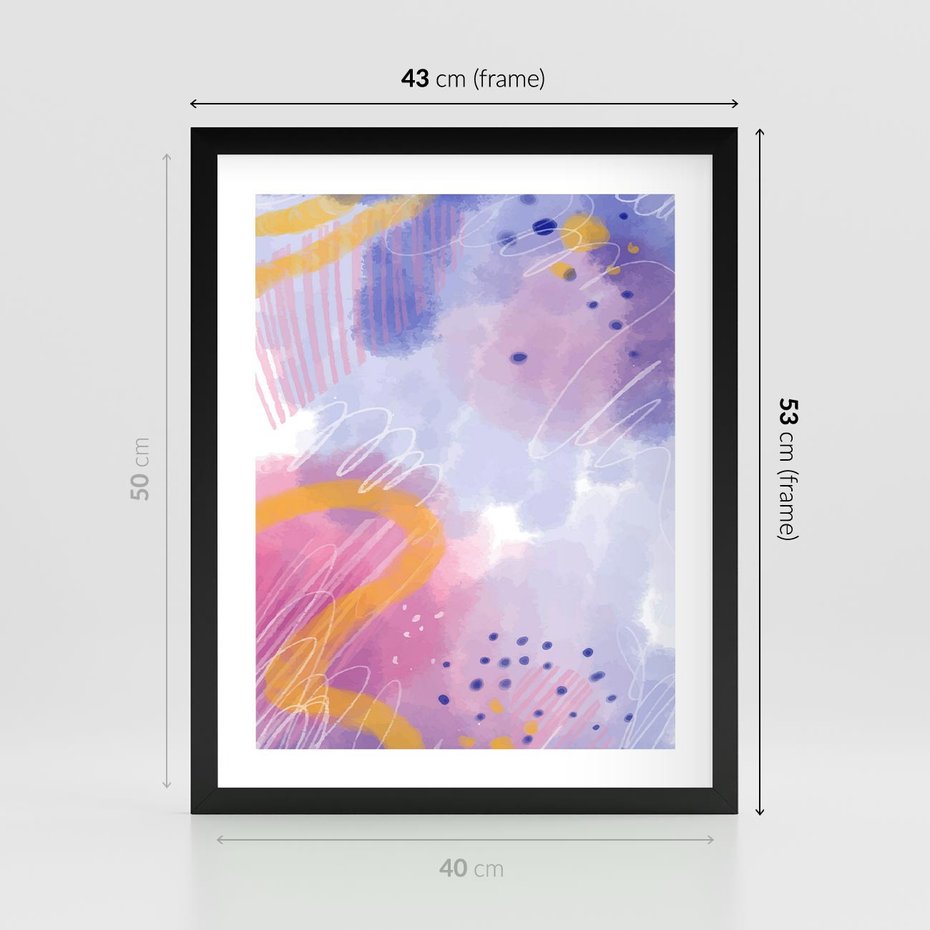 Plakat w ramie 40x50 - Migotliwe Wnętrza Kształtów - abstrakcyjny plakat, pastelowe kolory - rama czarna