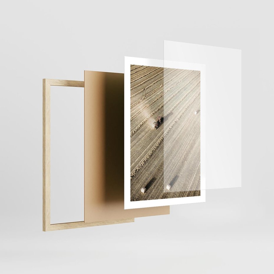 Plakat w ramie 50x70 - Rolnicza Praca - pole, traktor - rama drewno