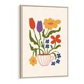 Obraz w ramie 50x70 - Kolorowe Granice - kwiaty w filizance, abstrakcja - rama drewno