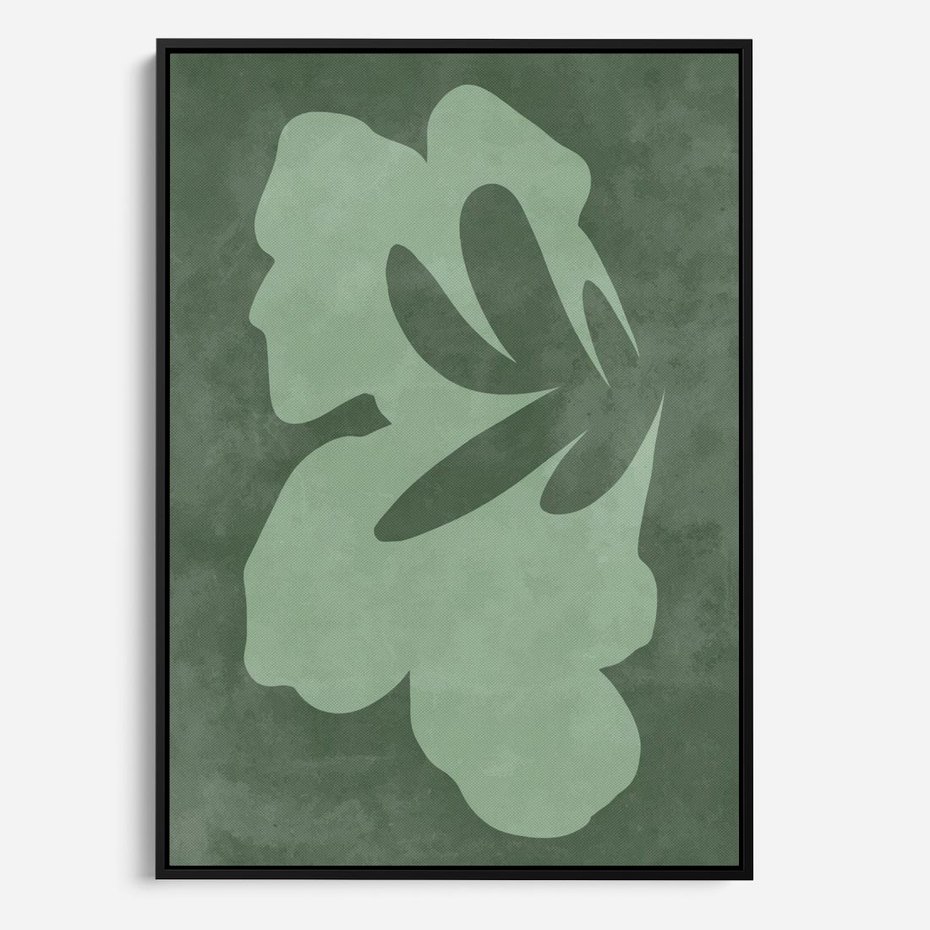 Obraz w ramie 50x70 - Kształty Zieleni - abstrakcyjny kształt, zielony plakat - rama czarna