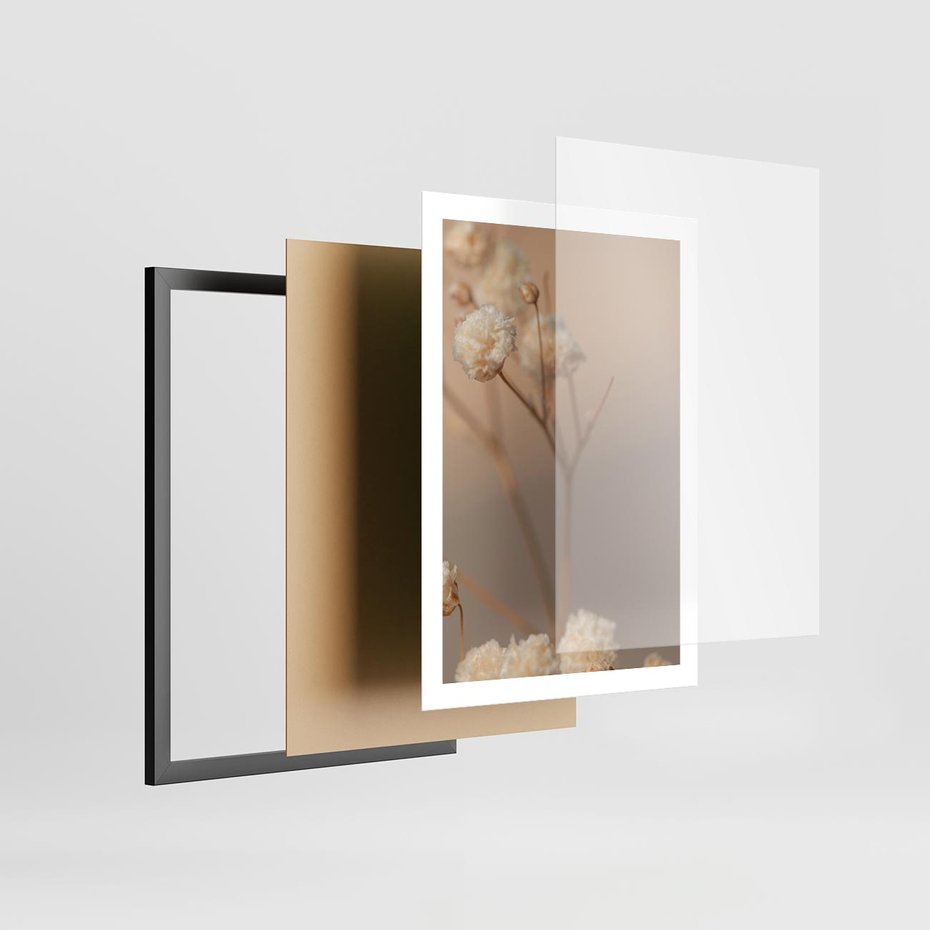 Plakat w ramie 50x70 - Subtelna gipsówka - gipsówka, suche - rama czarna