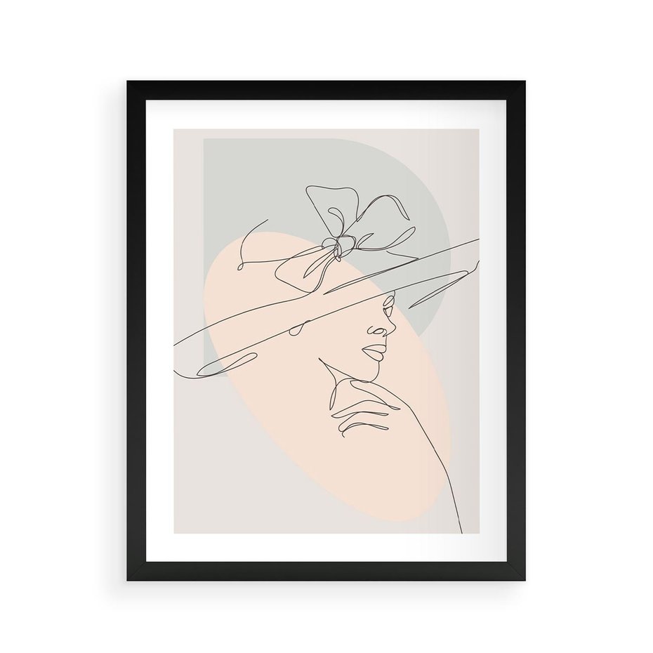 Plakat w ramie 40x50 - Twarz Kobiety w Pastelach - minimalistyczna grafika, pastelowe tłó - rama czarna