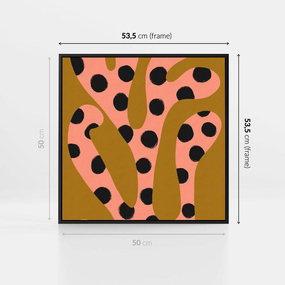 Obraz w ramie 50x50 - Rozkwitająca Wolność Boho - abstrakcyjne boho kształty, dziwne - rama czarna