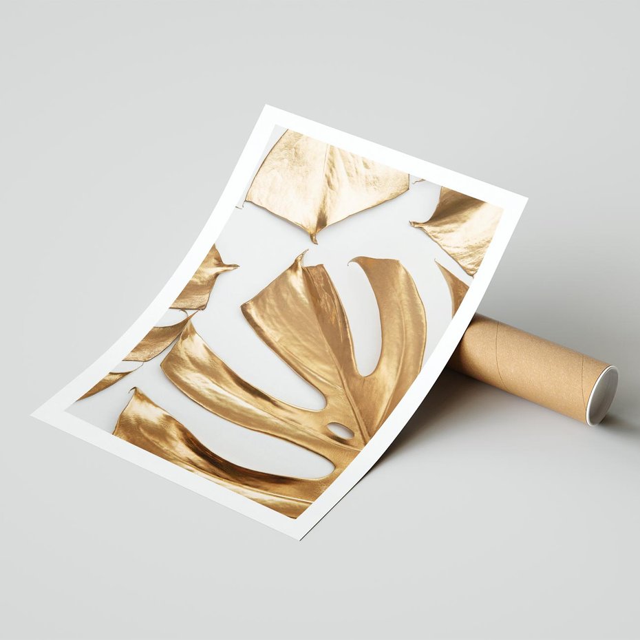 Plakat bez ramy 40x50 - Siła Natury - złote, liście
