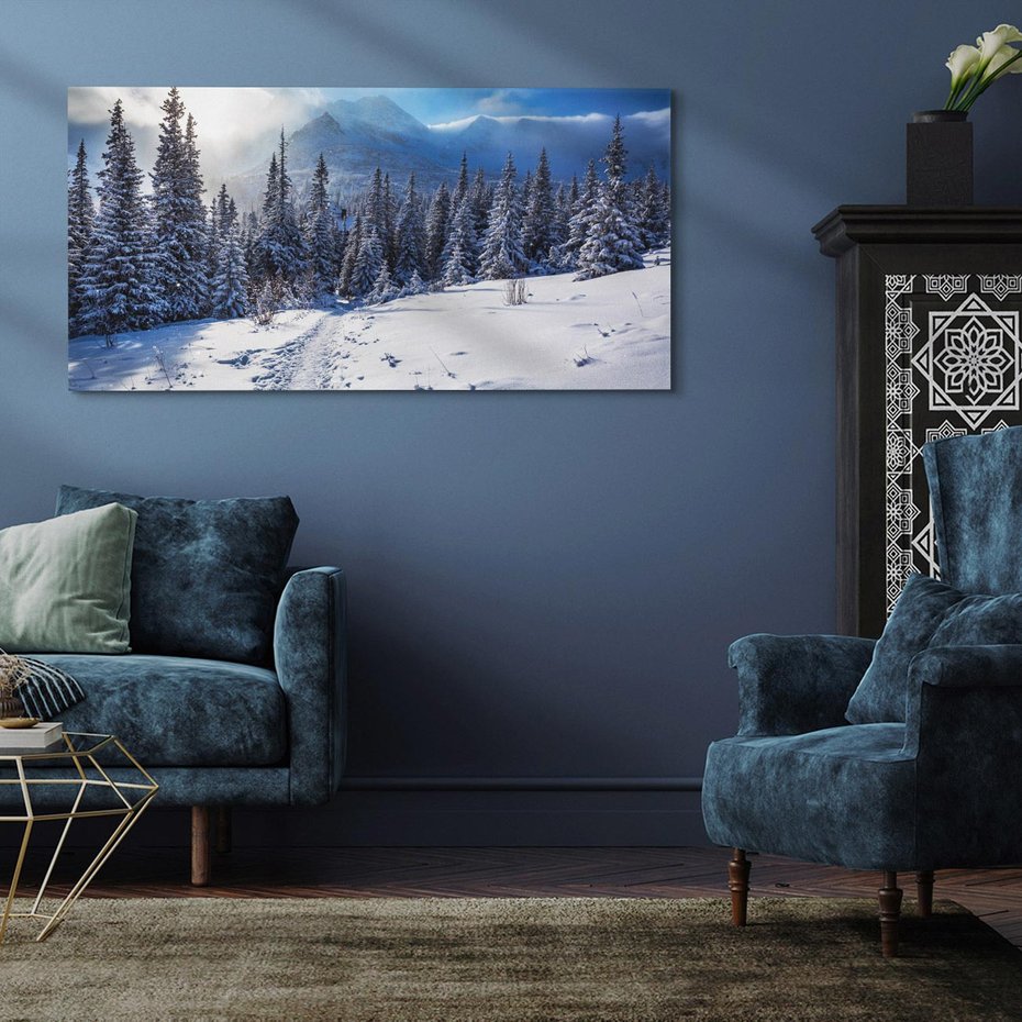 Obraz na płótnie 100x50 - Zimowe góry w lesie - góry, zima
