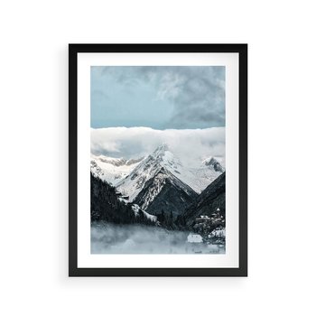 Plakat w ramie 40x50 - Magia Zimy w Górach - góry, śnieg - rama czarna