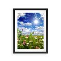 Plakat w ramie 30x40 - Niebiańska łąka pełna kwiatów - łąka, niebo - rama czarna