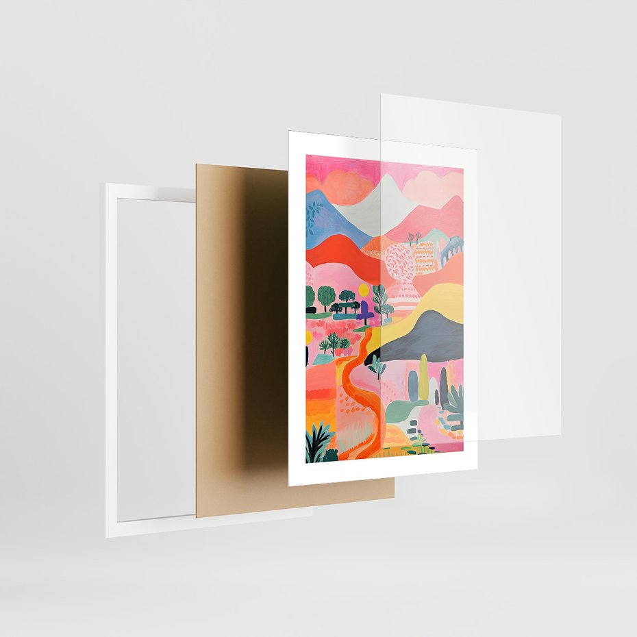 Zestaw obrazy w ramie 40x50 galeria - góry, pejzaż, krajobraz, boho - rama biała