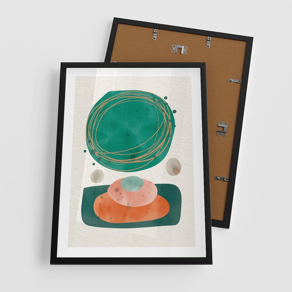 Plakat w ramie 50x70 - Rozmyte Granice - abstrakcyjne plamy, zielony - rama czarna