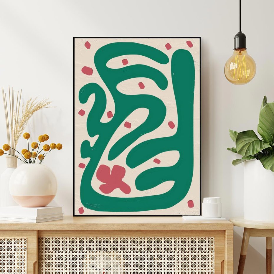 Obraz w ramie 70x100 - Boho Widoki - abstrakcyjny obraz, plakat - rama czarna